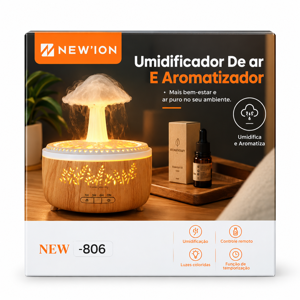 Umidificador de Ar e Aromatizador NEW ION 806